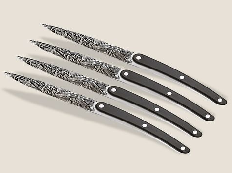 4 Deejo Tafelmesser Restaurant, Ebenholzoptik / Triskell