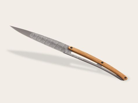 6 Deejo Tafelmesser Prestige, Olivenholz / Art Déco