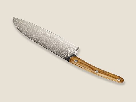 Deejo Santoku, Damast 67, Olivenholz