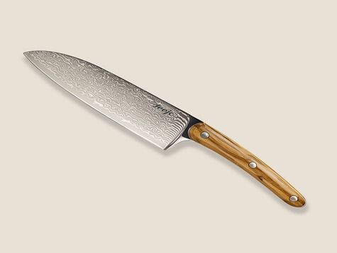 Deejo Santoku, Damast 67, Olivenholz