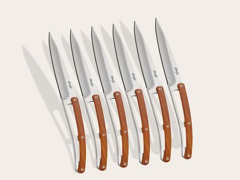 6 Deejo Tafelmesser Serrated, Olivenholz