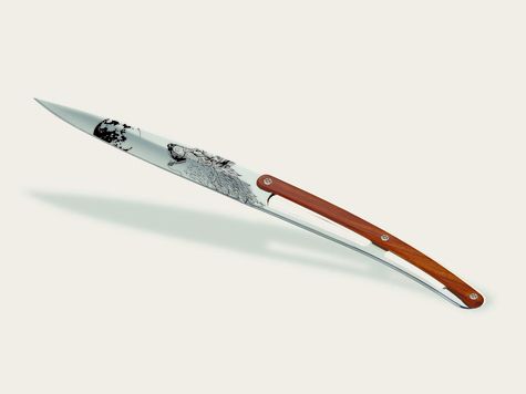 6 Deejo Tafelmesser Prestige, Korallenholz / Wild