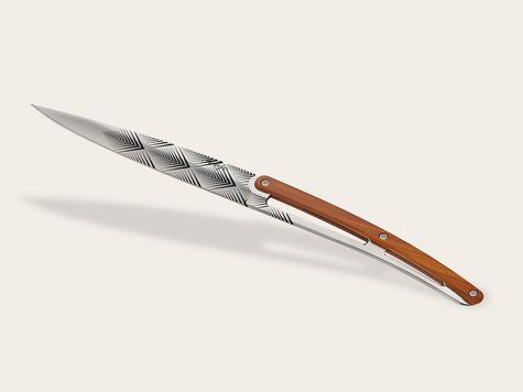 6 Deejo steak knives, Coral wood / Art Déco
