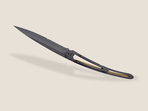 Deejo Serrated 37g, Olivenholz / Jagdszene