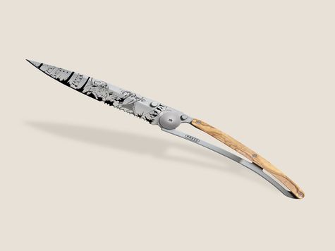 Deejo Serrated 37g, Olivenholz / Jagdtag