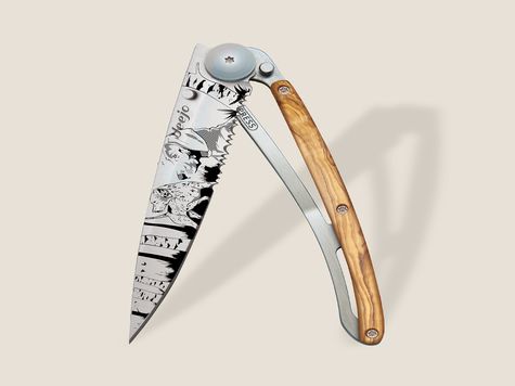 Deejo Serrated 37g, Olivenholz / Jagdtag