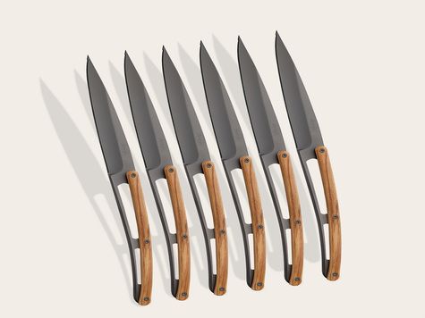 6 Deejo Tafelmesser Prestige Serrated, Olivenholz
