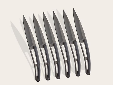 6 Deejo Tafelmesser Serrated, Ebenholz
