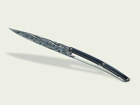 6 Deejo Tafelmesser Prestige, Ebenholz / Tattoos Aus Der Welt