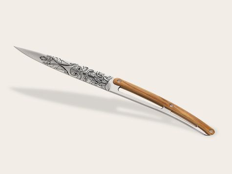 6 Deejo Tafelmesser Prestige, Olivenholz / Grand Siècle