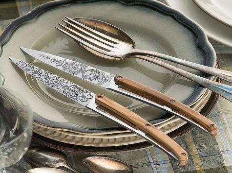 6 Deejo Tafelmesser Prestige, Olivenholz / Grand Siècle