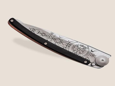 Deejo Serrated 37g, Ebenholz / Viking Vegvisir