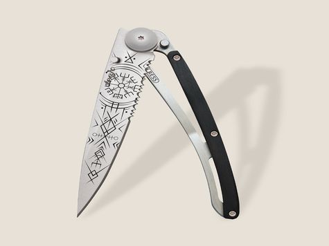 Deejo Serrated 37g, Ebenholz / Viking Vegvisir