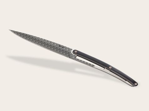 6 Deejo Tafelmesser Prestige, Ebenholz / Geometrie