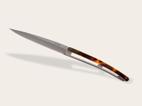 6 Deejo Tafelmesser Prestige, Schildpattoptik bernsteinfarben