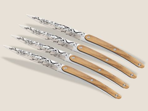 4 Deejo Tafelmesser Restaurant, Olivenholzoptik / Sakura