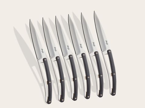 6 Deejo Tafelmesser Prestige Serrated, Ebenholz
