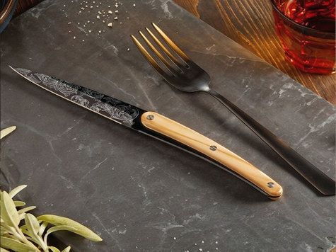 4 Deejo Tafelmesser Restaurant, Olivenholzoptik / Floreal