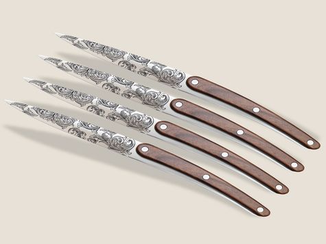4 Deejo Tafelmesser Restaurant, Rosenholzoptik / Floreal