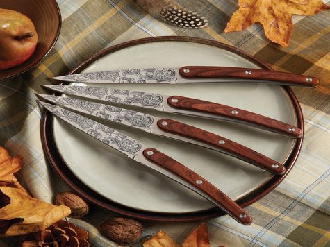 4 Deejo Tafelmesser Restaurant, Rosenholzoptik / Floreal
